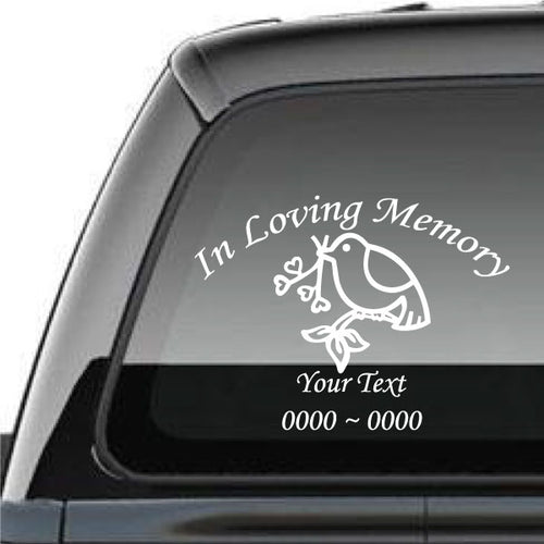 Dove with Hearts Branch Custom In Loving Memory® Decal