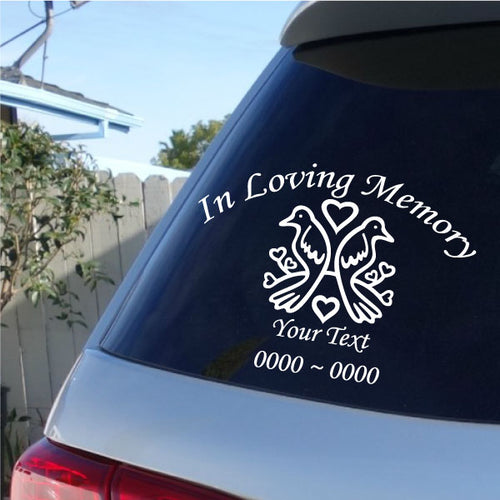 Doves with Hearts Custom In Loving Memory® Decal