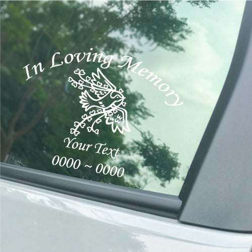 Dove with Heart Branch Custom In Loving Memory® Decal