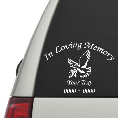 Dove with Wreath Custom In Loving Memory® Decal